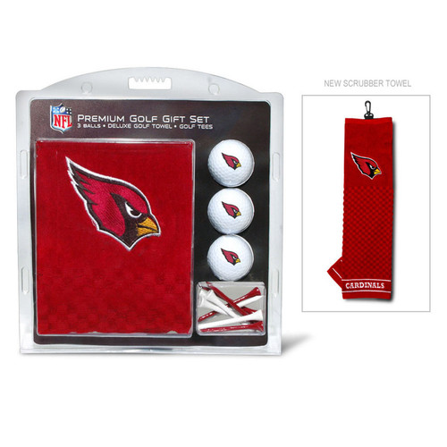 Set includes an embroidered towel, three golf balls and twelve tees all with official team logos. Made by Team Golf.