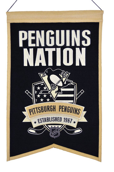 These uniquely shaped vertical banners chronicle the evolution of select NFL team logos or mascots through the years. Each logo is identified with a circa date connecting each to a specific time period. Each banner is constructed with applique and embroidery detail on a heavy wool blend fabric, providing a vintage feel and look. Each banner measures 8" wide x 32" long and includes a hanging cord for easy display. Made By Winning Streak Sports