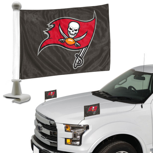 4x6 double sided auto flags securely attach to the hood or trunk of most any vehicle.  Two flags per package. Made by Team Promark.