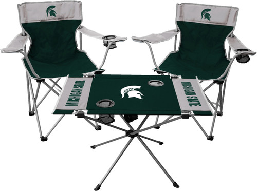 This tailgate kit includes an endzone table and two kickoff style chairs. Each kit comes with a canvas bag. Made by Jarden.