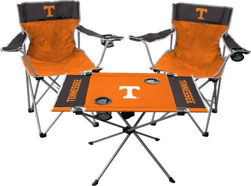 This tailgate kit includes an endzone table and two kickoff style chairs. Each kit comes with a canvas bag. Made by Jarden.