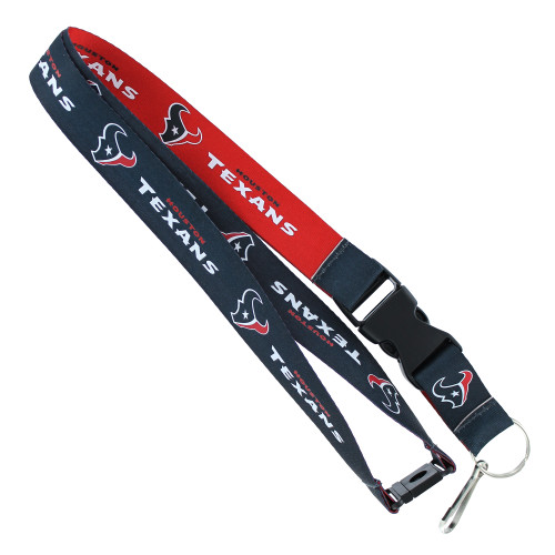 Reversible sides in contrasting team colors. Officially licensed team logo. Made of durable nylon. Measuring approximately 24" long. Features a detachable key-ring and clip. Made by Aminco.