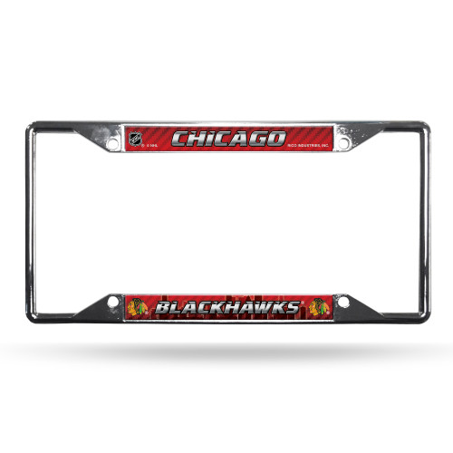 Heavy-duty chrome frame features your the team name and logo in raised letters and vibrant team colors, with pre-drilled holes for easy mounting on any vehicle. Made by Rico Industries.