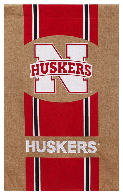 Proudly show off your team pride outside of your home with this high quality eye catching flag. Decorated with matching color stripes, a highly detailed stitched team name, and your team's logo in the center, this burlap material flag will leave no one questioning what team you are most loyal to! . Made By Evergreen Enterprises BULK PRICING: 12-47 $9.75 ea 48+ $7.50 ea