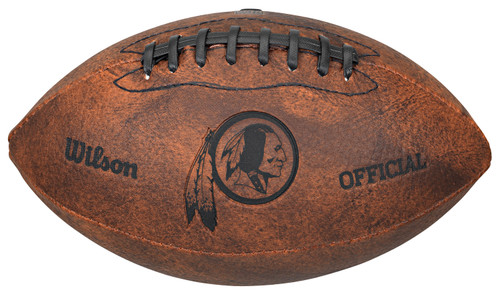 This NFL Officially Licensed 9 inch Throwback Football is made of composite leather and features composite leather stitching and laser stamped NFL team logo. Football holds two to four pounds of air and its sturdy construction helps hold its shape. Distressed brown color and black stitching help this football stand out. Can be used for decoration or to toss around. Made by Gulf Coast Sales.