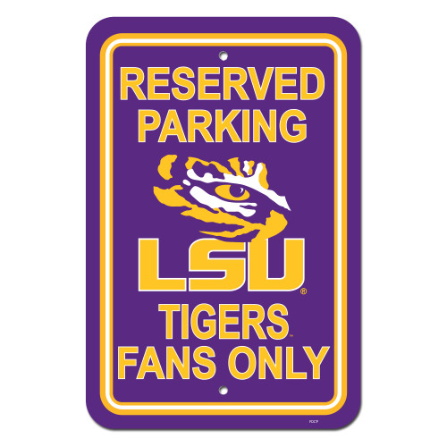 LSU Tigers Sign 12x18 Plastic Reserved Parking Style CO