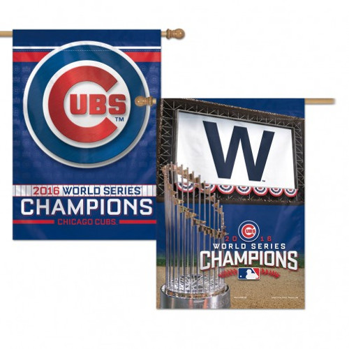 Chicago Cubs Banner 28x40 Vertical 2 Sided 2016 World Series Champs Design CO