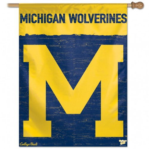 Michigan Wolverines Banner 27x37 Vertical College Vault Design Special Order