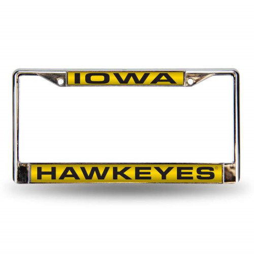Iowa Hawkeyes License Plate Frame Laser Cut Chrome Special Order