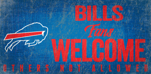 Buffalo Bills Sign Wood 12x6 Fans Welcome Design