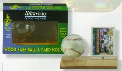 Wood Baseball & Card Holder - Light Wood Special Order