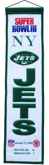 New York Jets Banner 8x32 Wool Heritage Super Bowl 3