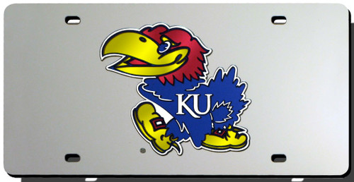 Kansas Jayhawks License Plate Laser Cut Silver Special Order