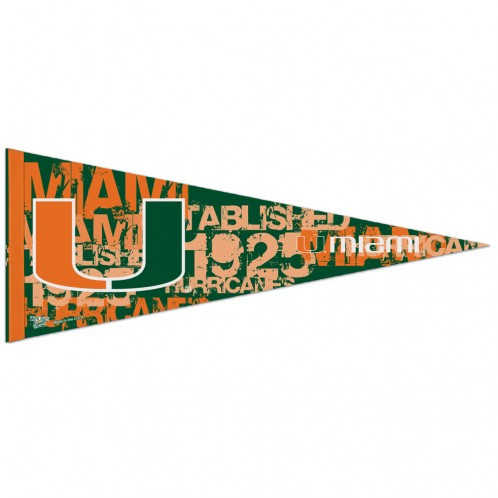 Miami Hurricanes Pennant 12x30 Premium Style Special Order