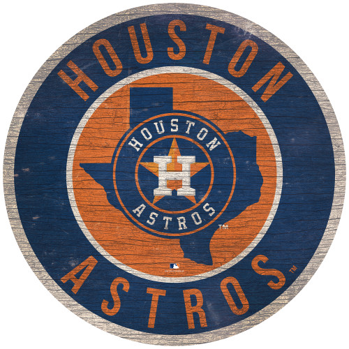 Houston Astros Sign Wood 12 Inch Round State Design