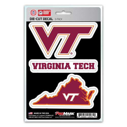 Virginia Tech Hokies Decal Die Cut Team 3 Pack