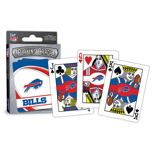 Set includes 52 playing cards and 2 jokers. Card size is 3.5 x 2.5 inch. All face cards and jokers have individuallized team designs. Ace of Spades has special wood cut football design. Made by MasterPieces Puzzles.