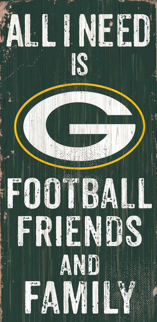 Green Bay Packers Sign Wood 6x12 Football Friends and Family Design Color Special Order