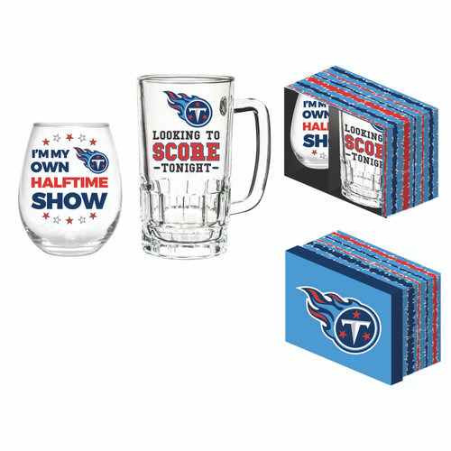 Tennessee Titans Drink Set Boxed 17oz Stemless Wine and 16oz Tankard