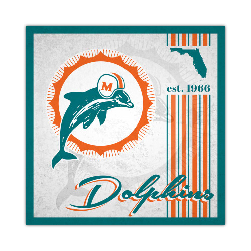 Miami Dolphins Sign Wood 10x10 Album Retro Design