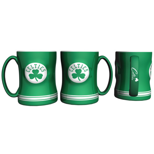 Boston Celtics Coffee Mug 14oz Sculpted Relief Team Color