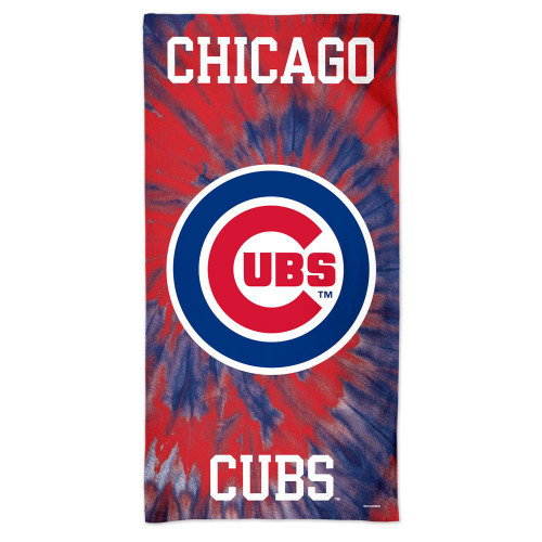 Chicago Cubs Towel 30x60 Beach Style Tie-Dye Design