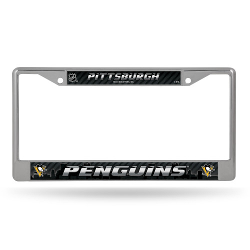 Pittsburgh Penguins License Plate Frame Chrome Printed Insert