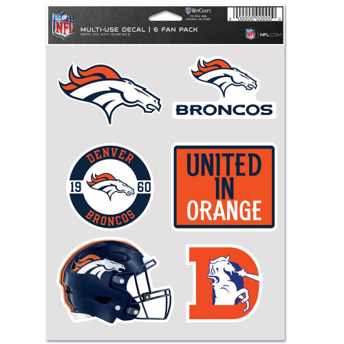 Denver Broncos Decal Multi Use Fan 6 Pack
