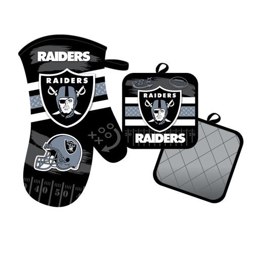 Las Vegas Raiders Oven Mitt and Pot Holder Set Las Vegas Raiders Oven Mitt and Pot Holder Set