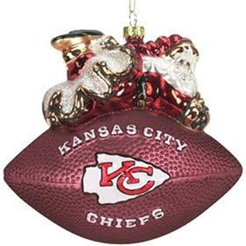 Kansas City Chiefs Ornament 5 1/2 Inch Peggy Abrams Glass Football Kansas City Chiefs Ornament 5 1/2 Inch Peggy Abrams Glass Football