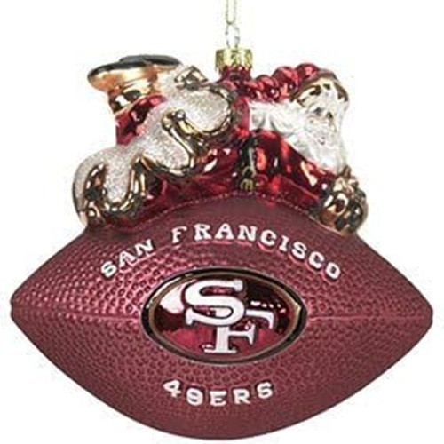 San Francisco 49ers Ornament 5 1/2 Inch Peggy Abrams Glass Football San Francisco 49ers Ornament 5 1/2 Inch Peggy Abrams Glass Football