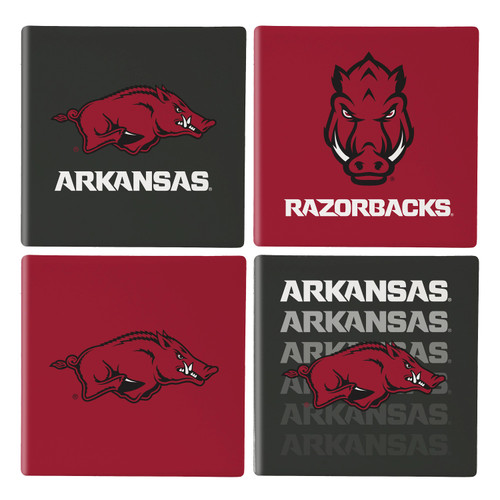 Arkansas Razorbacks Coaster Set 4 Piece with Wood Caddy Arkansas Razorbacks Coaster Set 4 Piece with Wood Caddy