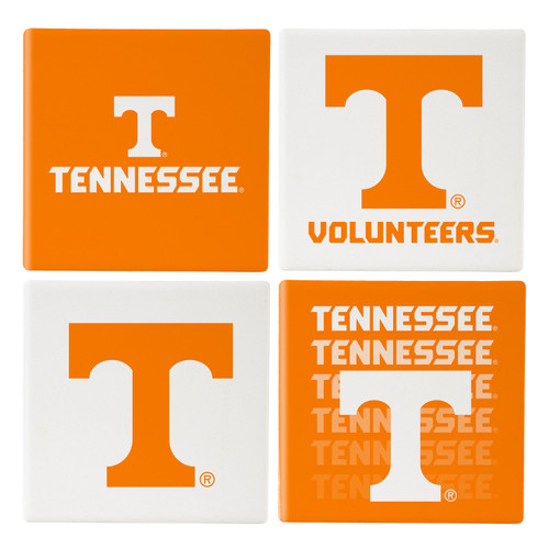 Tennessee Volunteers Coaster Set 4 Piece with Wood Caddy