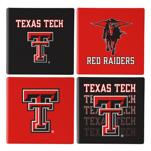 Texas Tech Red Raiders Coaster Set 4 Piece with Wood Caddy Texas Tech Red Raiders Coaster Set 4 Piece with Wood Caddy