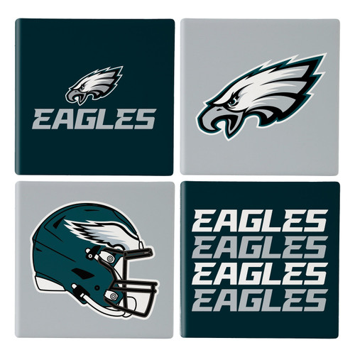 Philadelphia Eagles Coaster Set 4 Piece with Wood Caddy