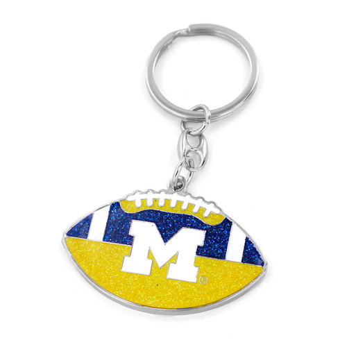 Michigan Wolverines Keychain Football Glitter Michigan Wolverines Keychain Football Glitter