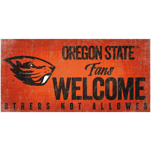 Oregon State Beavers Sign Wood 12x6 Fans Welcome Design