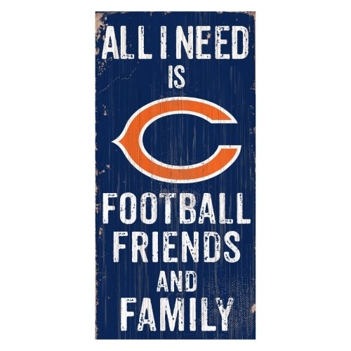 Chicago Bears Sign Wood 6x12 Football Friends and Family Design Color