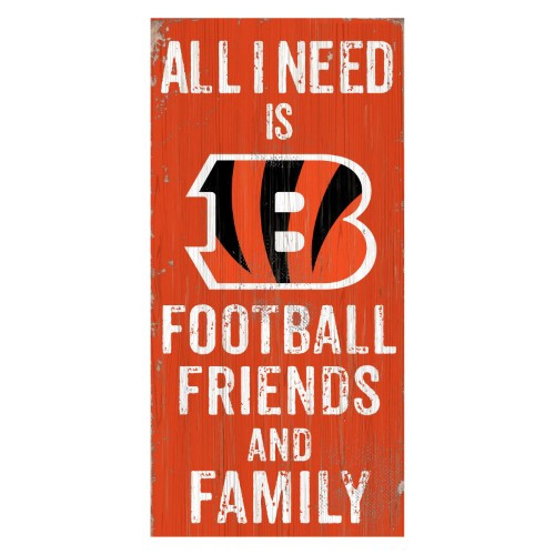 Cincinnati Bengals Sign Wood 6x12 Football Friends and Family Design Color