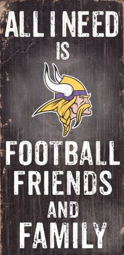 Minnesota Vikings Sign Wood 6x12 Football Friends and Family Design Black