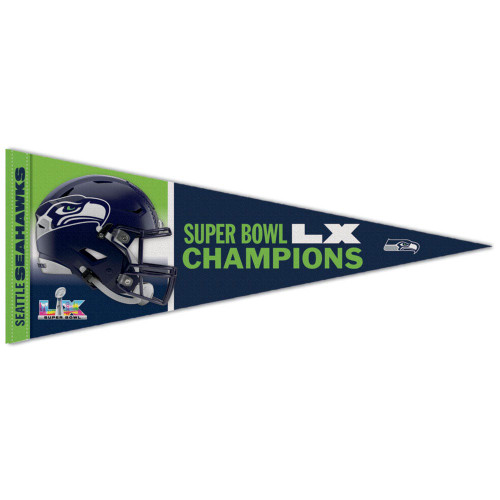 Seattle Seahawks Pennant 12x30 Premium Style Super Bowl LX Champ
