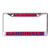 Metal License Plate Frame is decorated with inlaid laser cut color acrylic and mirror. The cast zinc frame is chrome plated zinc alloy with two mounting holes on the top of the frame. This plate frame is perfect for the front of your car since the large imprint area may cover up your tabs on your back plate, please check your local laws. Standard 6"x12" size. Made by Wincraft