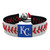 Support your team by wearing a classic team  bracelet! This handmade bracelet is made of genuine leather. The bracelet also features a ceramic bead and elastic loops for closure. There are two loops for adjustable sizing, making sure your bracelet is secure. One size fits all, and will fit most children and adults. Not recommended for children under 5. Made By Gamewear