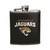 This is a 6 ounce textured leather wrapped, stainless steel flask decorated with team colored logos on classic black background. Made by Boelter Brands.