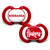 Soothe your little fan with officially licensed pacifiers. These orthodontic pacifiers feature a silicone nipple with a plastic shield and grasping hook. The team logo is adorned on the "button" with team colors decorating the shield. All items have been quality and safety tested to be 100% BPA and Phthalate free. Set of 2. Made By MasterPieces Puzzle.