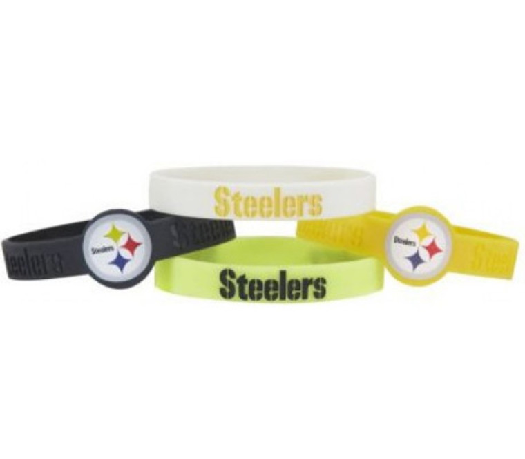 Show your team spirit all day long. Set of 4 rubber wrist bands. They have a nice, deep lettering and wide, thick band. Great for any sports fan. Officially licensed. Color may change or appear different. Made by Aminco.