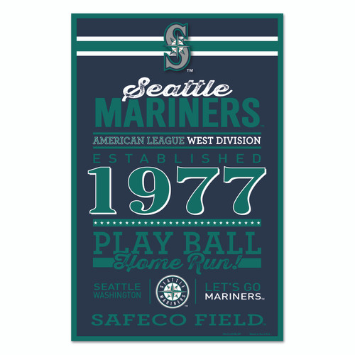 Seattle Mariners Sign 11x17 Wood Established Design - Sports Fan Shop