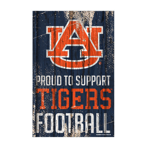 Auburn Tigers Sign 11x17 Wood Proud to Support Design - Sports Fan Shop