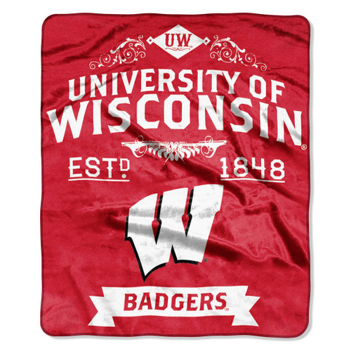 Wisconsin Badgers Blanket 50x60 Raschel Label Design - Sports Fan Shop
