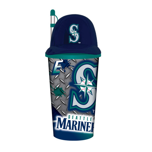 Mariners Cups Seattle Mariners Helmet Cup 32oz Plastic with Straw - Sports Fan Shop